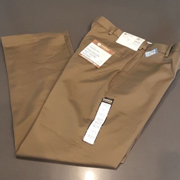 Haggar Classic Fit Premium No Iron Khaki Trousers NWT - Picture 1 of 11